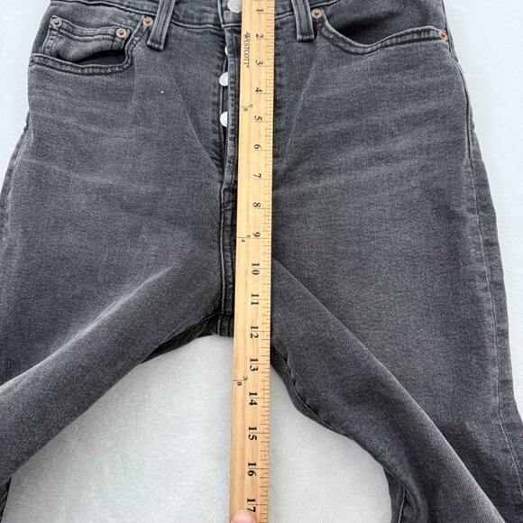 Levis Jeans Womens 28x25 Black Ribcage Straight Ankle Stretch - Picture 6 of 13